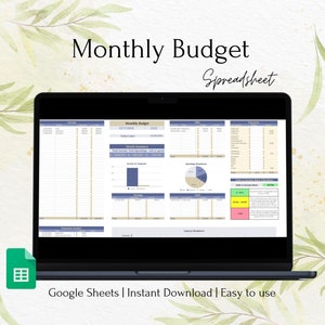 Monthly Budget Spreadsheet | Google Sheets Budget Template | Finance Tracker | Personal Budget Planner | Digital Financial Planner