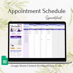 Appointment Tracker Google Sheets, Events Calendar, Meetings Schedule, Client Booking Planner, Business Management