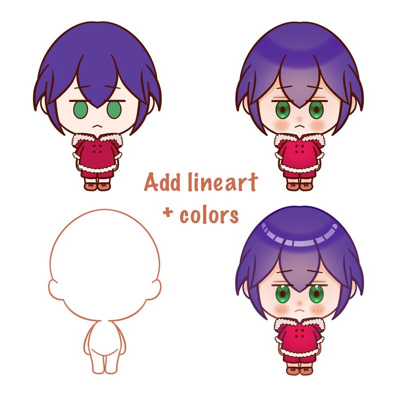 Procreate Chibi Stamps Full Body, Anime Stamps Brushes, Procreate Anime