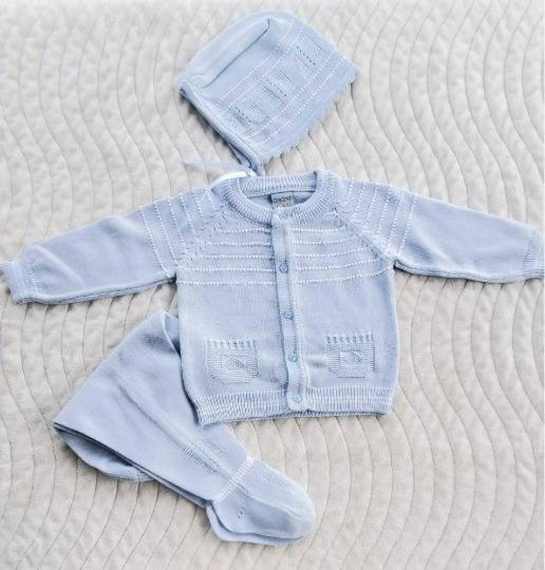 Baby Boy Knit Sweater and Pants/ Buttoned Cotton Outfit/ Long Etsy