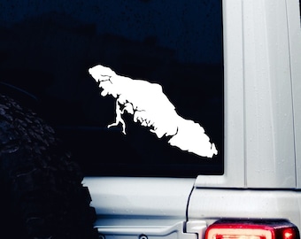 Vancouver Island sticker met Rock Climber - waterdichte vinyl sticker voor auto's, laptops, aanhangwagens en meer