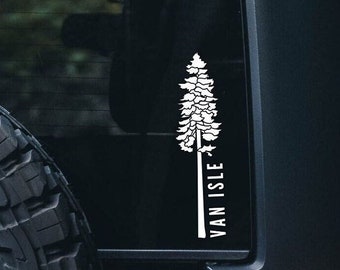 Van Isle Tree sticker, Vancouver Island vinyl sticker, oude groei, westkust