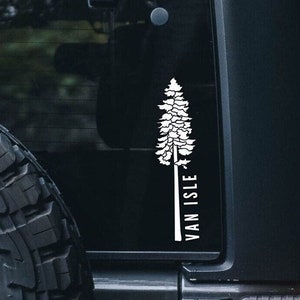 Van Isle Tree Decal, Vancouver Island Vinyl Sticker, Old Growth, West Coast
