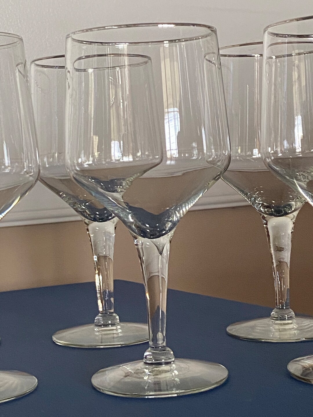 Set of 6 Vintage Platinum Rimmed Wine Glass/water Goblet by