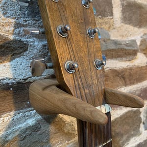 Hand Made Oak Guitar Holder Carved Handmade Guitar Wall Mount | Carved Wooden Guitar Holder | Premium Guitar Hanger | Unique Music Room Deco