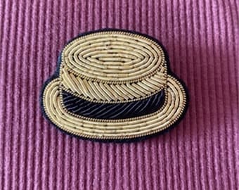 Handmade embroidery, cute straw hat brooch clothing accessories badge