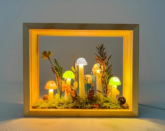 Handmade Mushroom Light lamp Photo Frame Lamp Forest Mushroom Gift Light Unique Gift Christmas gift