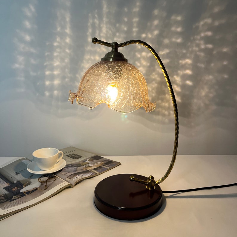 Vintage Lamp Flower Table Lamp Lily Flower Lamp Nightlight Desk Lamp Home Decor Housewarming Lamp Desk Accessory Poison image 2