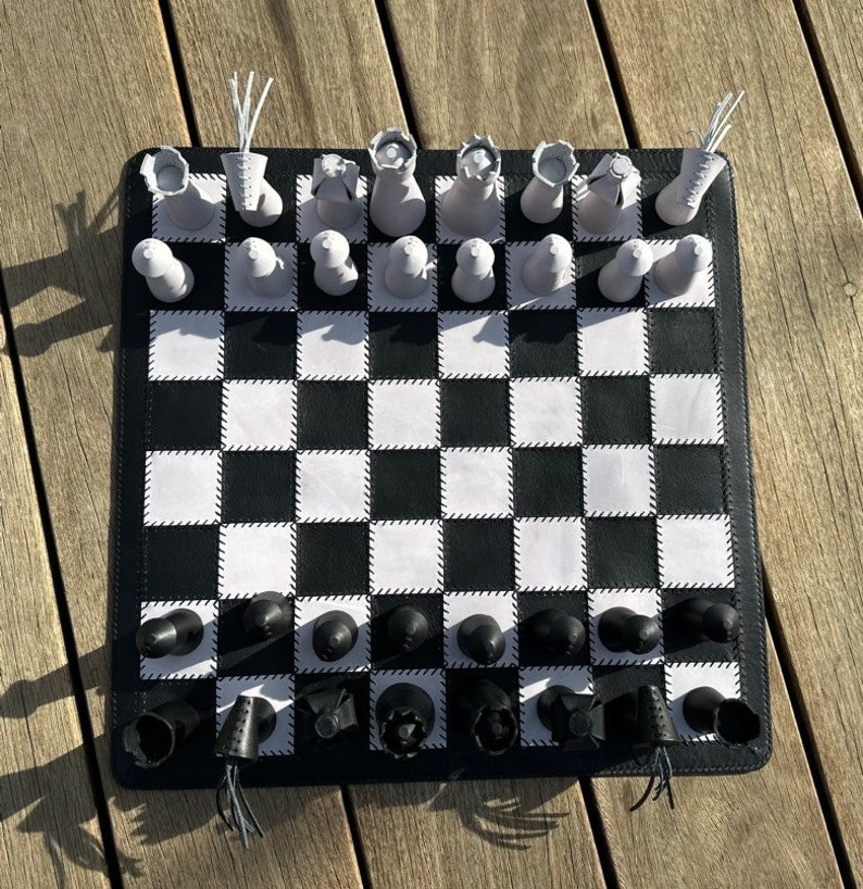Chess Set, Leather Chess Set, Board Game Etsy