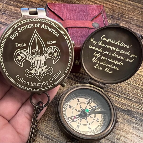 Personalized Gift Boy Scouts Compass, Eagle Scout Gift Compass, Perfect Gift for US Army, Engraved Compass Military Academy Students Gift