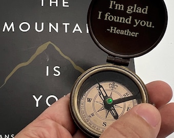 Personalized Brass Compass,Engraved Anniversary Gifts For Men Compass,Gift For Dad, Valentines Day Gift, Fathers Day Present, Gift your Rock