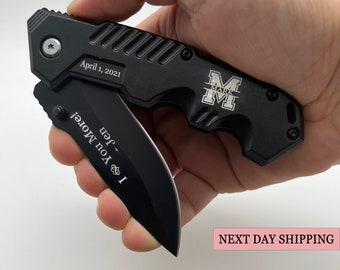 Engraved Stainless Steel Pocket Knife, Gift for Men