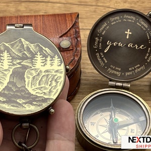 Baptism Gift for Him, First Communion Christening Dedication Gift for Godson, Personalized Engraved Compass, May Your Faith Always Guide You image 7