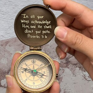 Baptism Gift for Him, First Communion Christening Dedication Gift for Godson, Personalized Engraved Compass, May Your Faith Always Guide You image 8