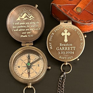 Baptized Boy Gift, Customized Compass, Christian Gift, First Holy Communion Gift, Personalized Bible Verse Compass, Psalm Engraved Compass