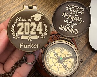 Graduation Gift, Class of 2024 Gift, High School Graduation Gift, Senior Graduation Favors, College Graduation Gift, Personalized Compass,