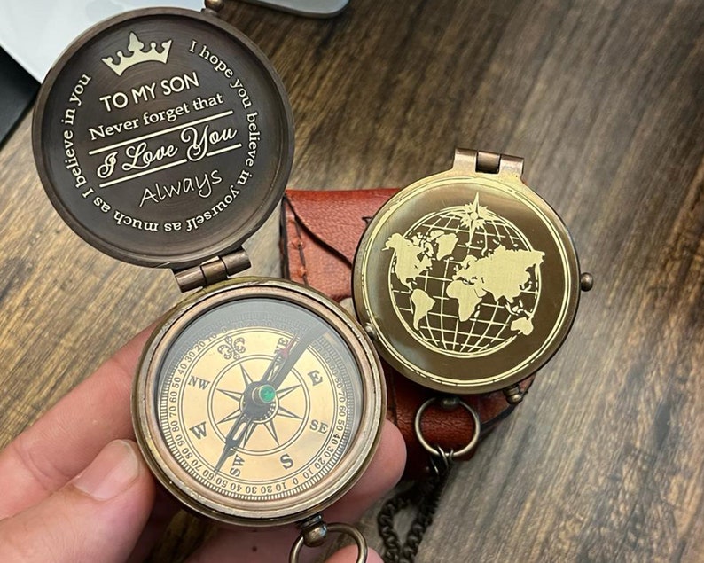 Baptism Gift for Him, First Communion Christening Dedication Gift for Godson, Personalized Engraved Compass, May Your Faith Always Guide You image 5