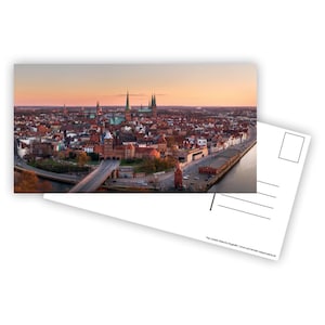 Maxi postcard Lübeck Burgtor sunset
