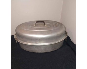 Mirro the Finest aluminum 877m - Vintage Aluminum Roaster Pan with Adjustable Steam Vents