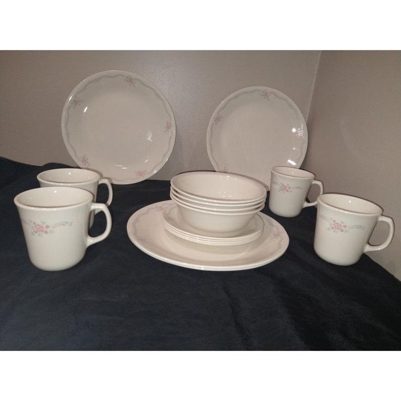 Vintage Corelle 'english Breakfast' Dinnerware Set Etsy