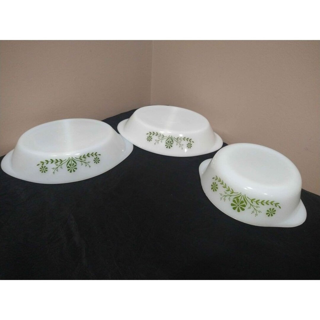 Vintage GLASBAKE Casserole Dishes. Green Daisy Pattern. 3 Etsy