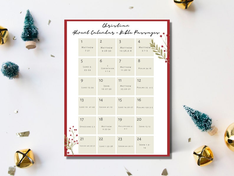 Printable Christian Advent Calendar 2022 Faithbased Etsy