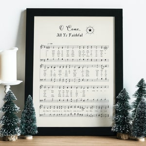 O Come, All Ye Faithful Sheet Music Printable Art | Christmas Hymn | Holiday Home Decor | High-Resolution Printable Art