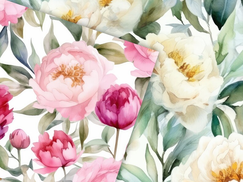 Watercolor Peonies Seamless Paper, Floral Pattern (digital Download) - Etsy