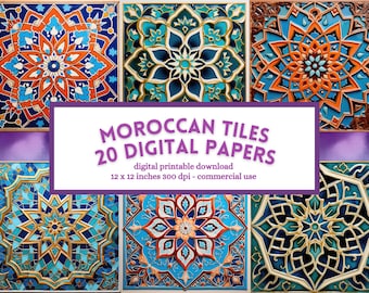Moroccan Zellige Tile Digital Paper: Scrapbook & Journal (Digital Download)