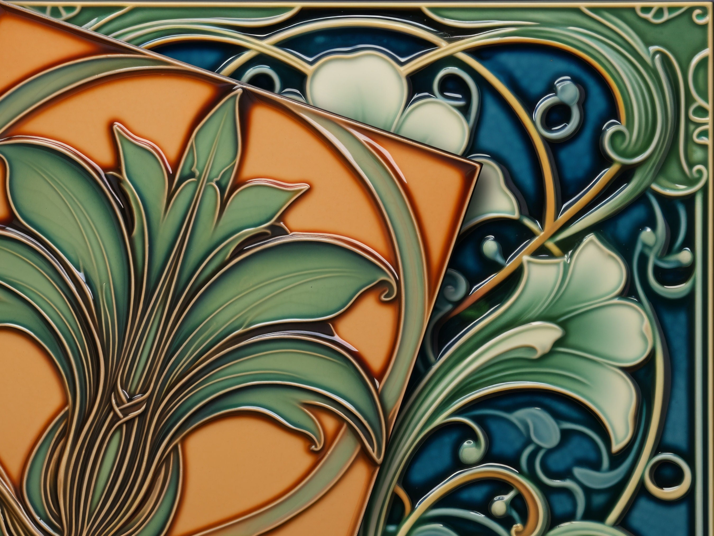 Art Nouveau Tiles Digital Paper Pack, Art Deco Scrapbook (digital ...