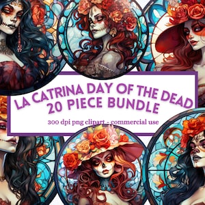 Dia de los muertos Stained Glass Circle Clipart, Paquete PNG transparente, Arte de revista basura, Descarga digital, Uso personal comercial