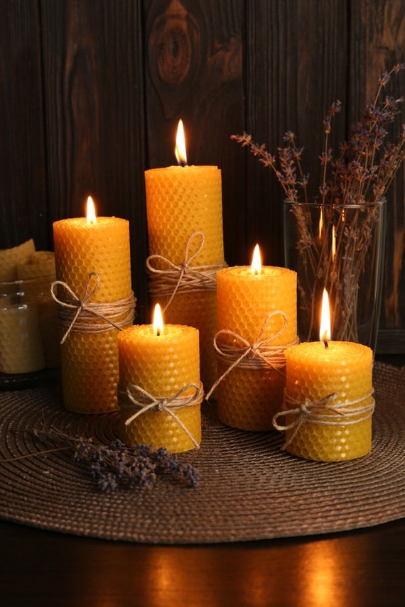 Handmade natural beeswax candles — make gather grow