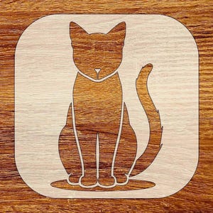 Sitting Cat Silhouette Stencil, Reusable DIY Craft Stencil, Digital Download, STL, DXF, Svg Files