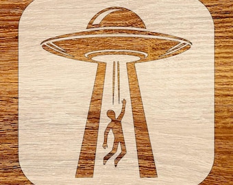 UFO Abduction Stencil, Digital Download, SVG, DXF, Stl, Png, Pdf Files