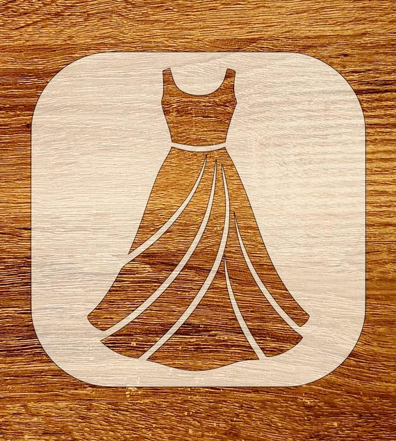 Elegant Gown Stencil, Digital Download, SVG, DXF, Stl, Png, Pdf Files