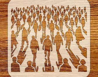 Dystopian Crowd Stencil, Digital Download, SVG, DXF, Stl, Png, Pdf Files