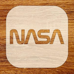 Logotipo da NASA em forma de minhoca, modelo para download digital, arquivos SVG, DXF, STL, PNG e PDF.