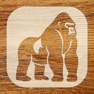 Plantilla de gorila de espalda plateada, descarga digital (archivos SVG, DXF, STL, PNG y PDF)