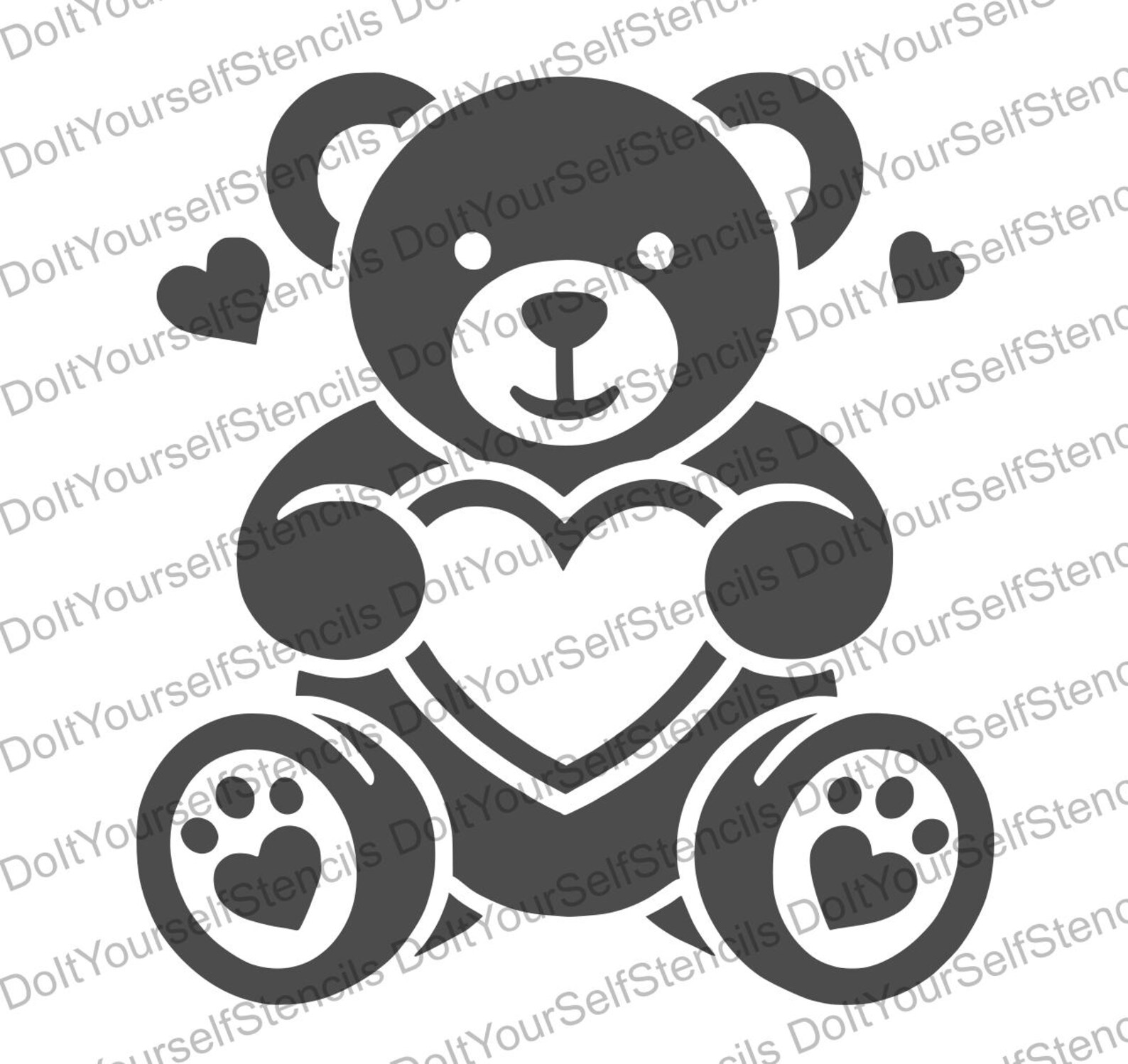 Valentine Teddy Bear Stencil, Digital Download, SVG, DXF, Stl, Png,