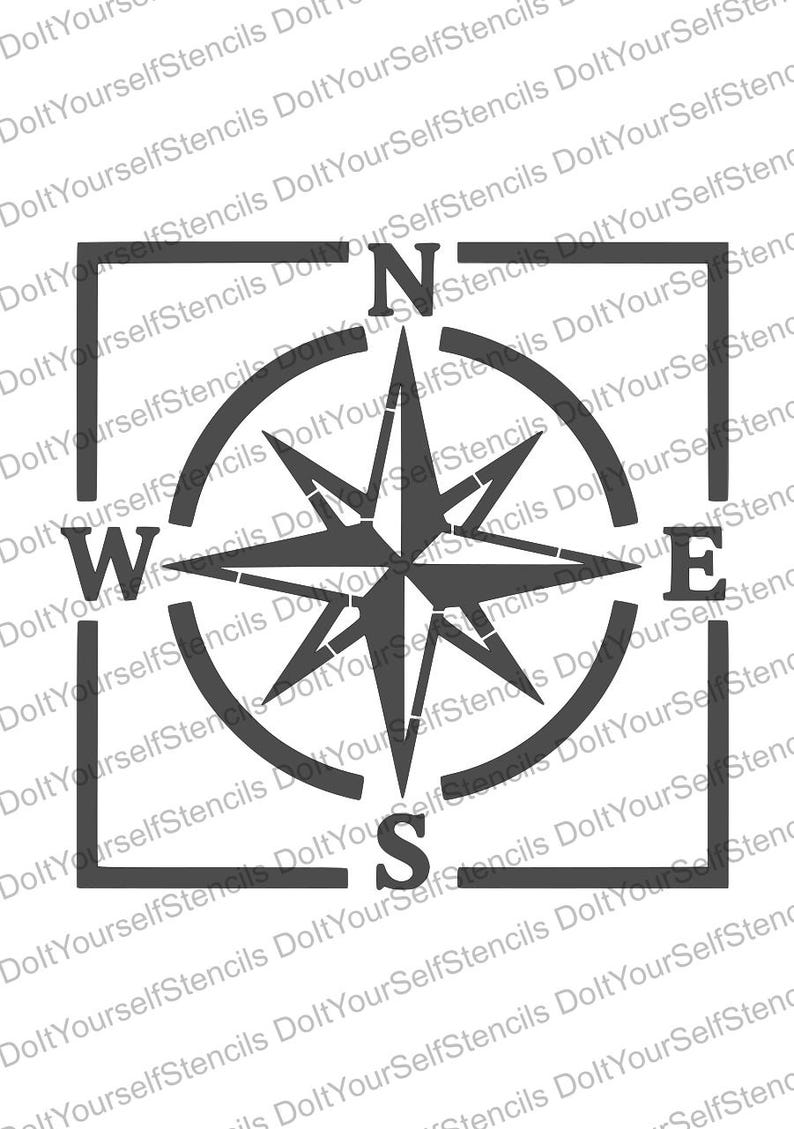 Compass Rose Stencil, Digital Download, SVG, DXF, Stl, Png, Pdf Files ...