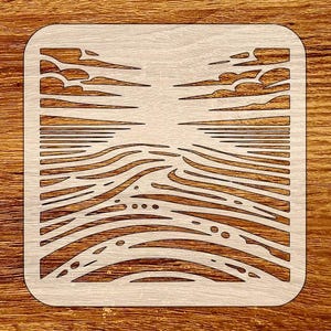 Waves and Clouds Stencil, Coastal DIY Craft Stencil, Digital Download, STL, DXF, Svg Files