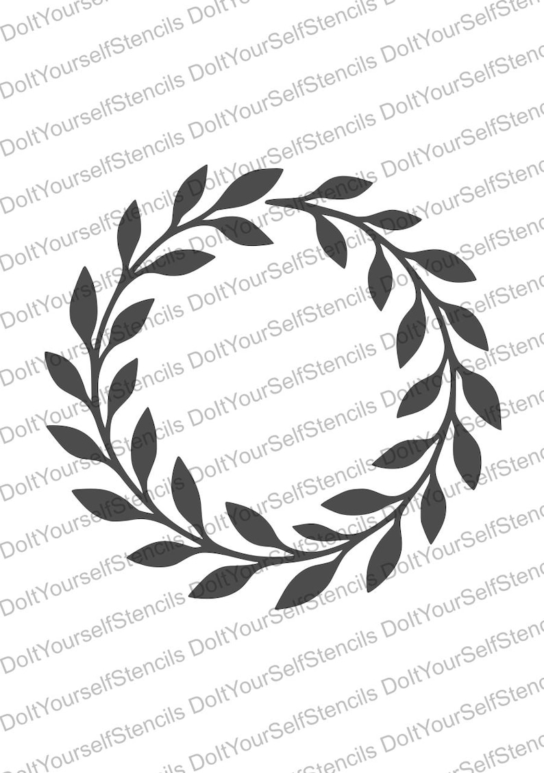 Laurel Wreath Stencil, Digital Download, SVG, DXF, Stl, Png, Pdf