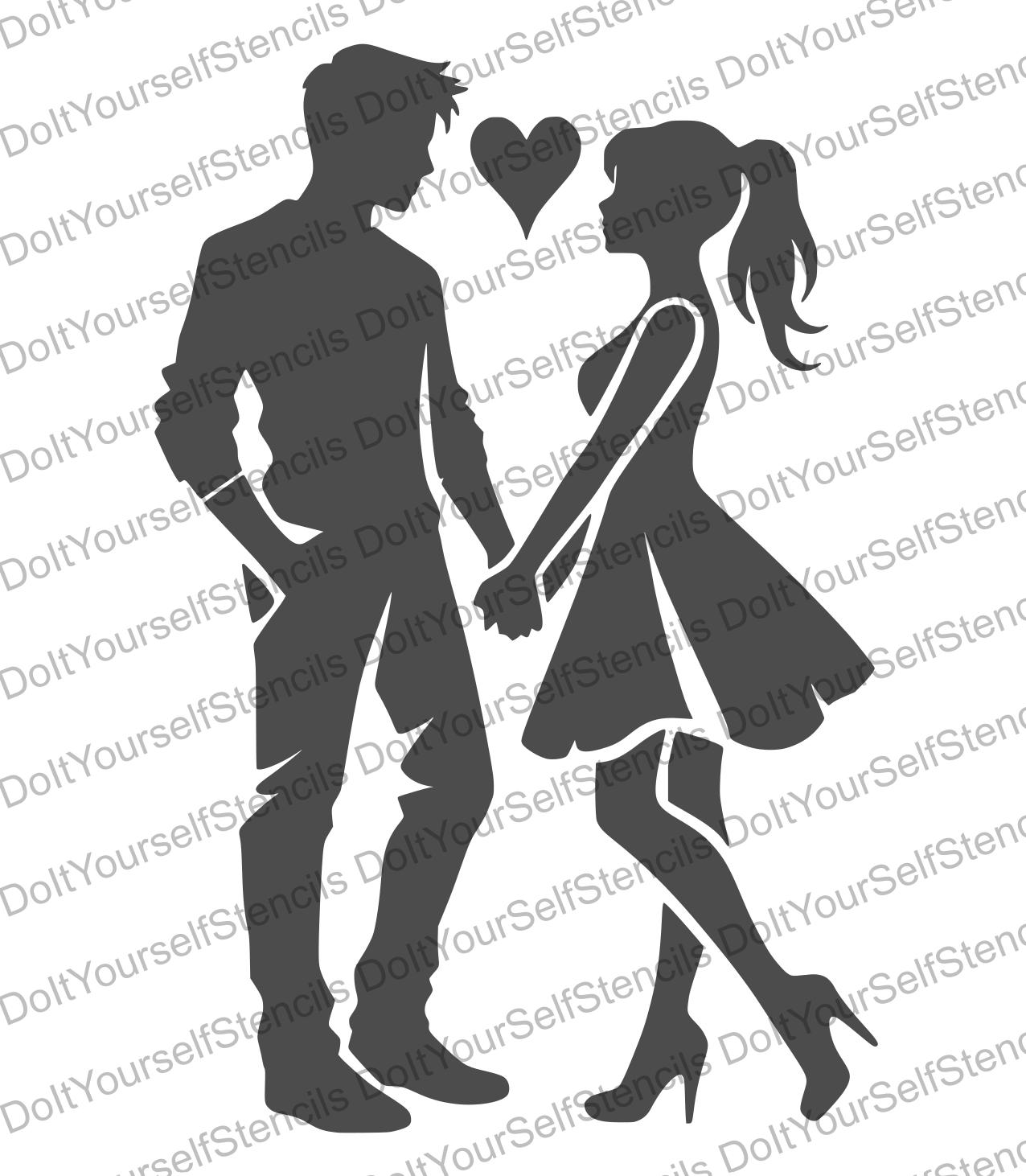 Romantic Vector Dxf Romantic Couple Stencil, Digital Download, SVG, DXF, Stl, Png, Pdf ...