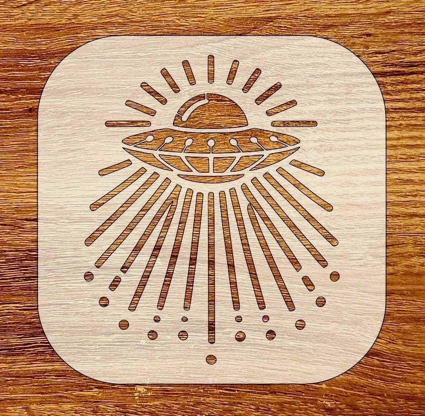 UFO Beam Stencil, Alien Abduction Stencil, Reusable DIY Craft Stencil, Digital Download, STL, Dxf, Svg Files