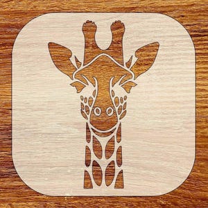 Smiling Giraffe Stencil, Reusable DIY Craft Stencil, Digital Download, STL, DXF, Svg Files