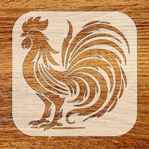 Rooster Stencil, Digital Download, SVG, DXF, Stl, Png, Pdf Files