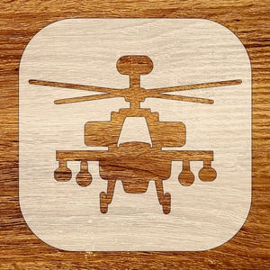 Apache-Kampfhubschrauber-Schablone, digitaler Download, SVG, DXF, STL, PNG, PDF-Dateien