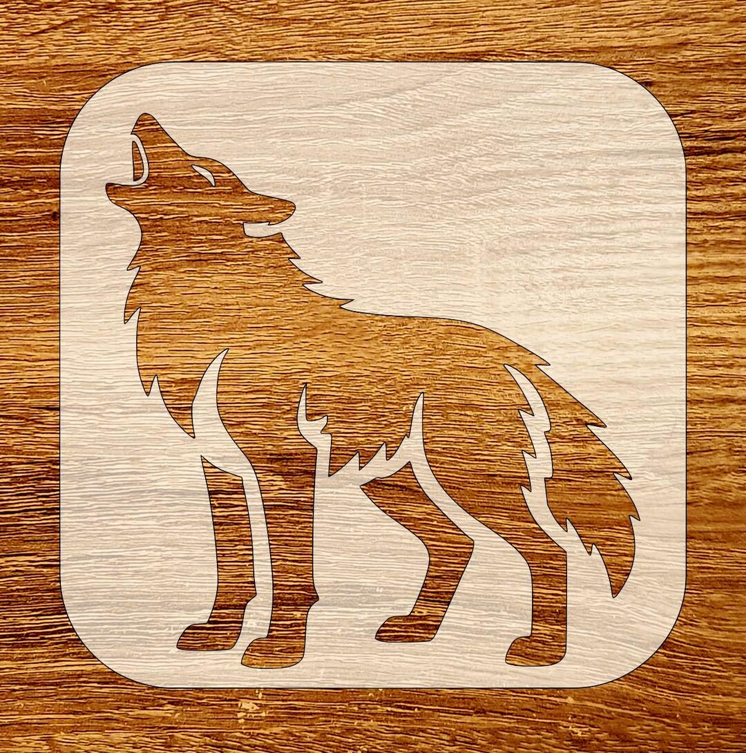 Howling Wolf Schablone, Digitaler Download, SVG, DXF, Stl, Png, Pdf