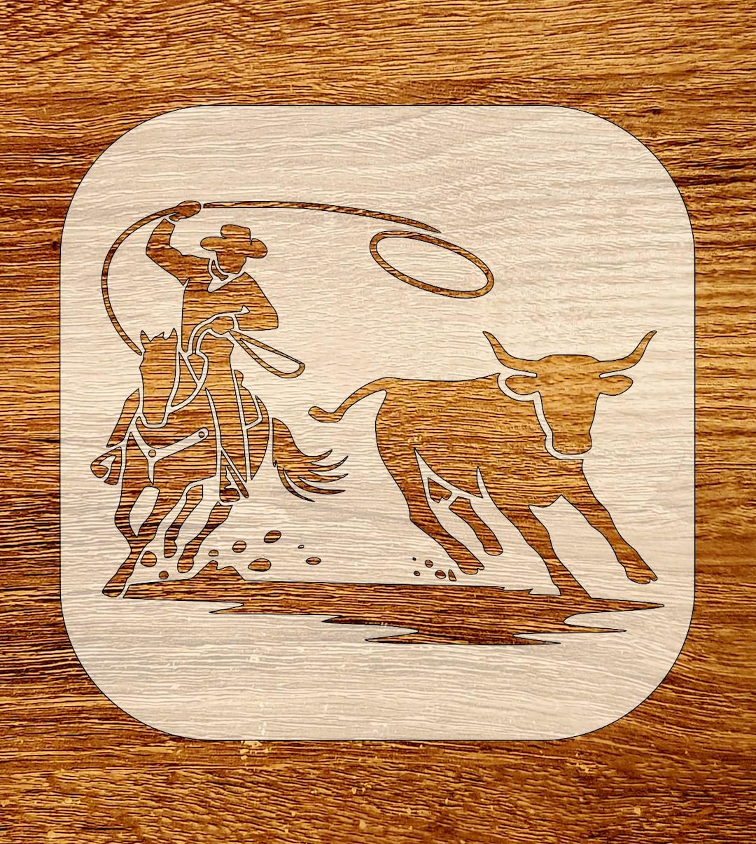 Cowboy Roping Steer Stencil, Digital Download, SVG, DXF, Stl, Png, Pdf ...