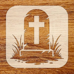 Gravestone with Cross Stencil, Digital Download, SVG, DXF, Stl, Png, Pdf Files